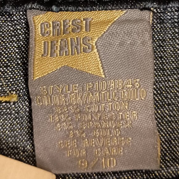 Y2K Crest Low Rise Jeans Gold Sparkle Threaded Denim & Detail Juniors Size 9/10 - Picture 8 of 13